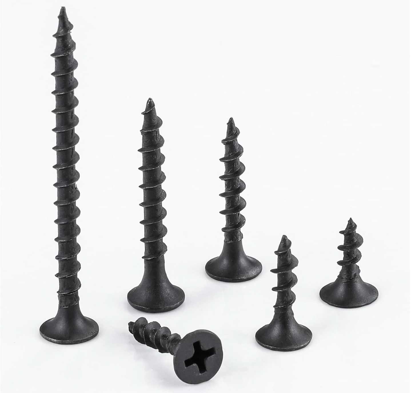 #6 Black Fastener Drywall Screws Kit-Phillips with coarse Threaded tip, Black, Suitable for Drywall Slate, Wood, etc.